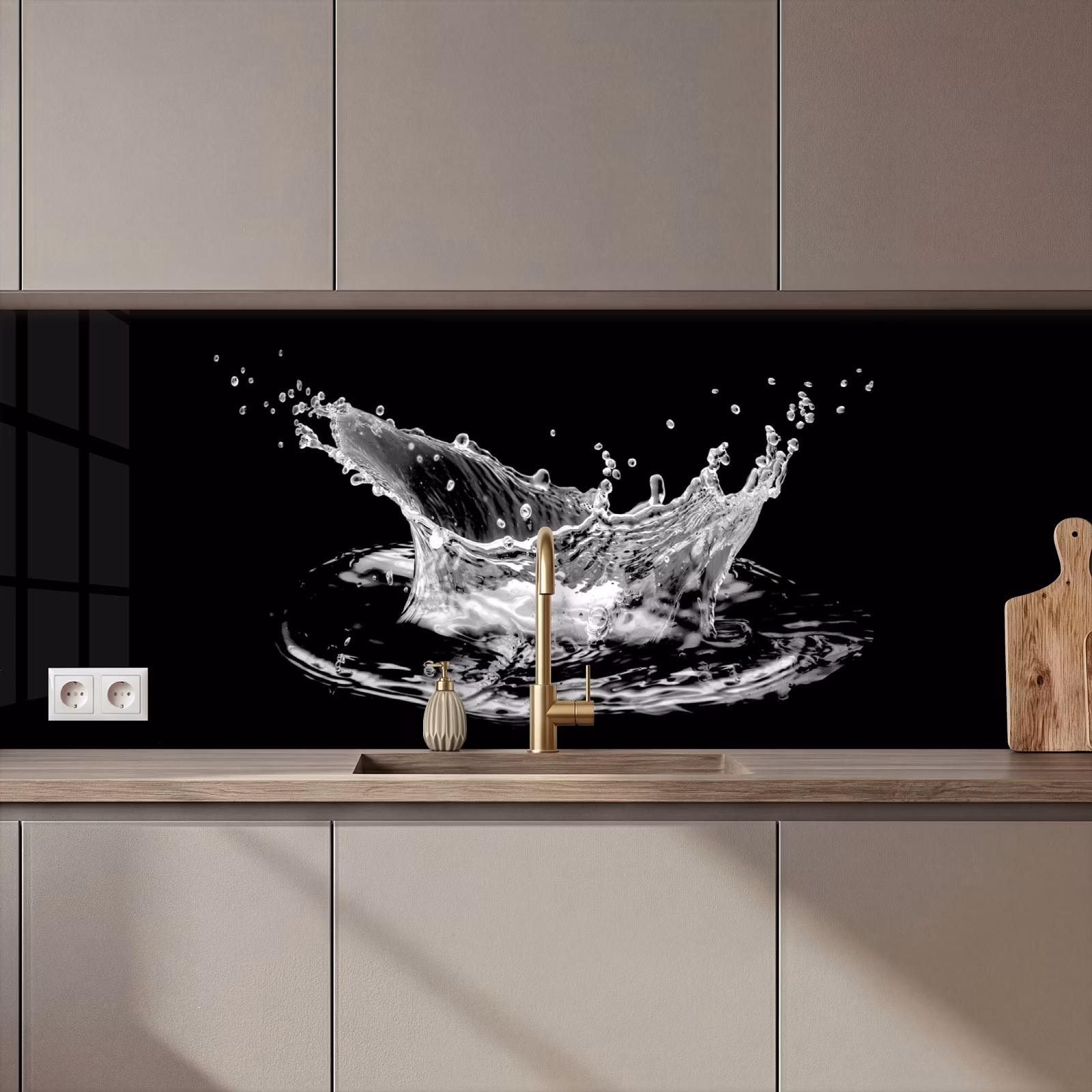Keuken achterwand - Water - Splash - Water - Zwart — 1