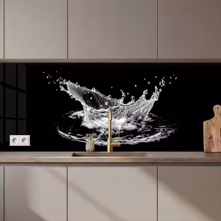 Keuken achterwand - Water - Splash - Water - Zwart — 1