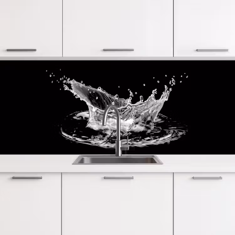 Keuken achterwand - Water - Splash - Water - Zwart — 4