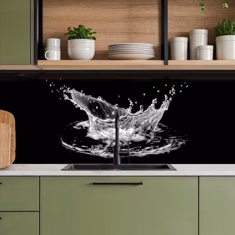 Keuken achterwand - Water - Splash - Water - Zwart — 8