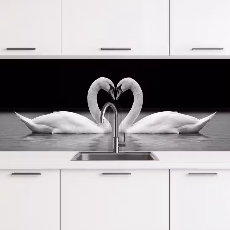 Keuken achterwand - Zwanen - Hart - Zwart - Wit — 4