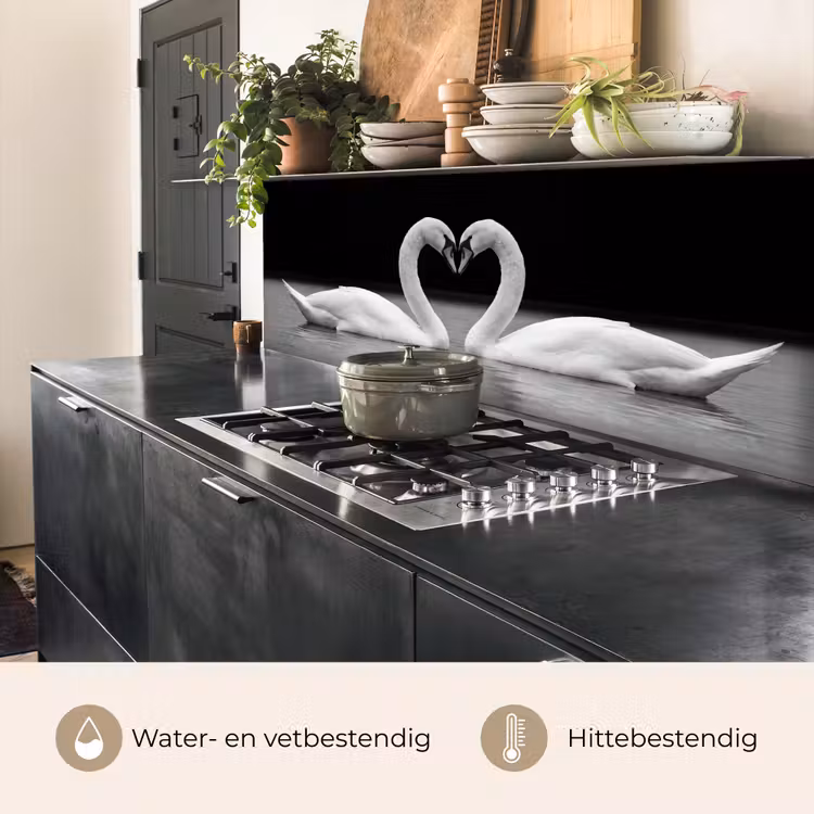 Keuken achterwand - Zwanen - Hart - Zwart - Wit — 5