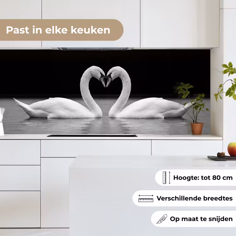 Keuken achterwand - Zwanen - Hart - Zwart - Wit — 7