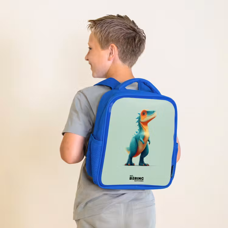 Rugzak kind - blauw - Dino - Dier - Groen - Oranje — 3
