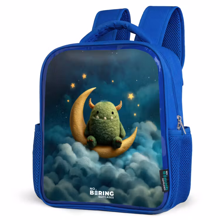 Rugzak kind - blauw - Groen monster op maansikkel — 7