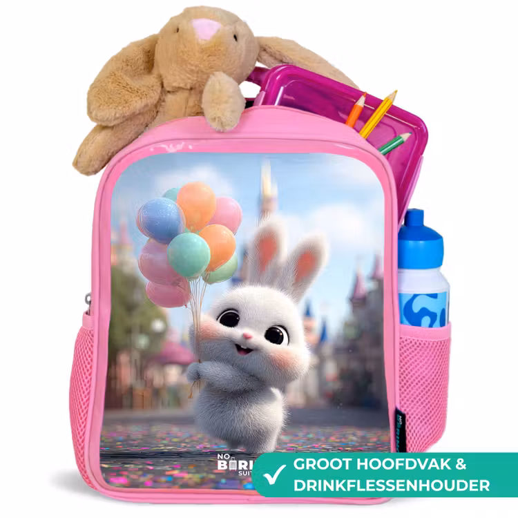 Rugzak kind met naam - Roze Konijn - Ballonnen — 2