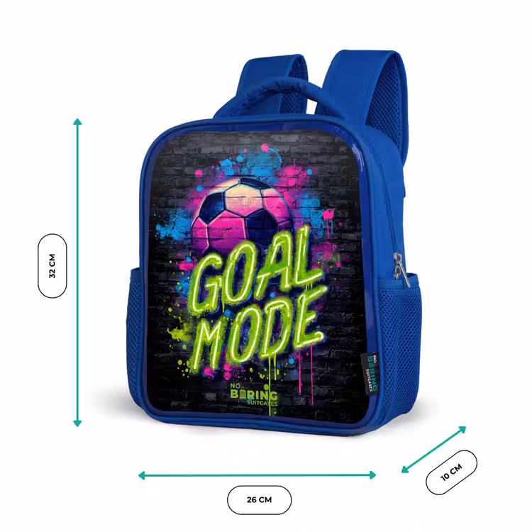 Rugzak kind met naam - Blauw Neon - Graffiti - Voetbal - Kleurrijk — 5