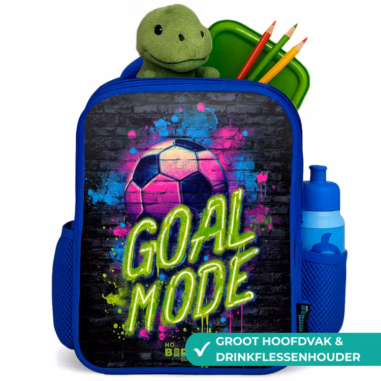Rugzak kind met naam - Blauw Neon - Graffiti - Voetbal - Kleurrijk — 6
