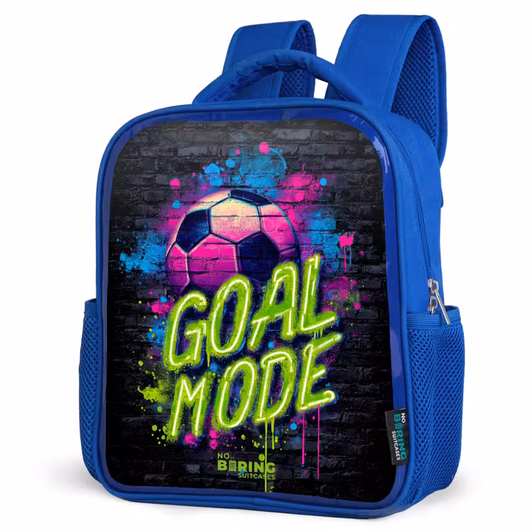 Rugzak kind met naam - Blauw Neon - Graffiti - Voetbal - Kleurrijk — 7