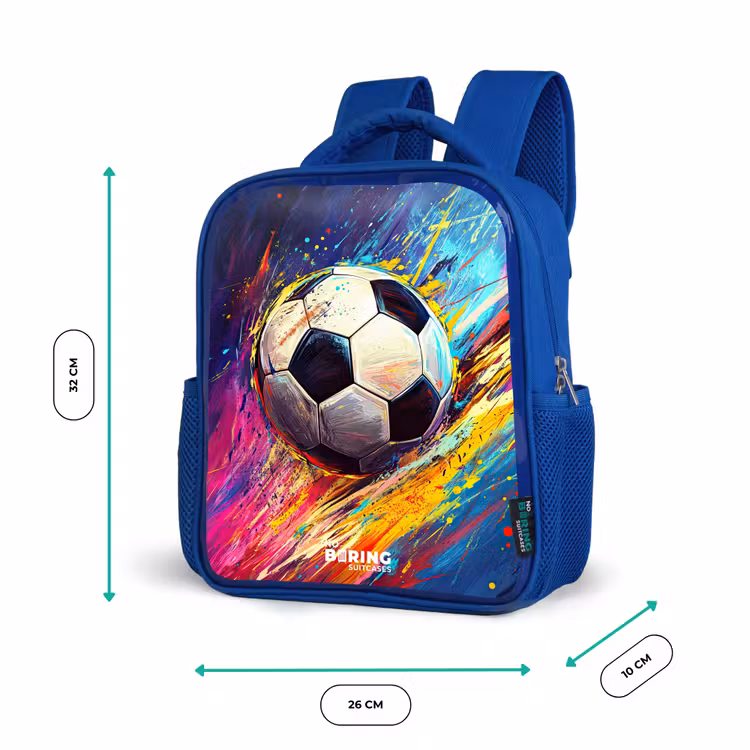 Rugzak kind met naam - Blauw Neon - Voetbal - Kleurrijk — 5