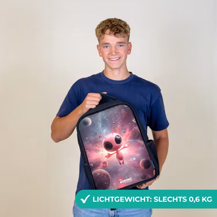 Kinder rugzak - Roze Alien in Sterrennevel — 2