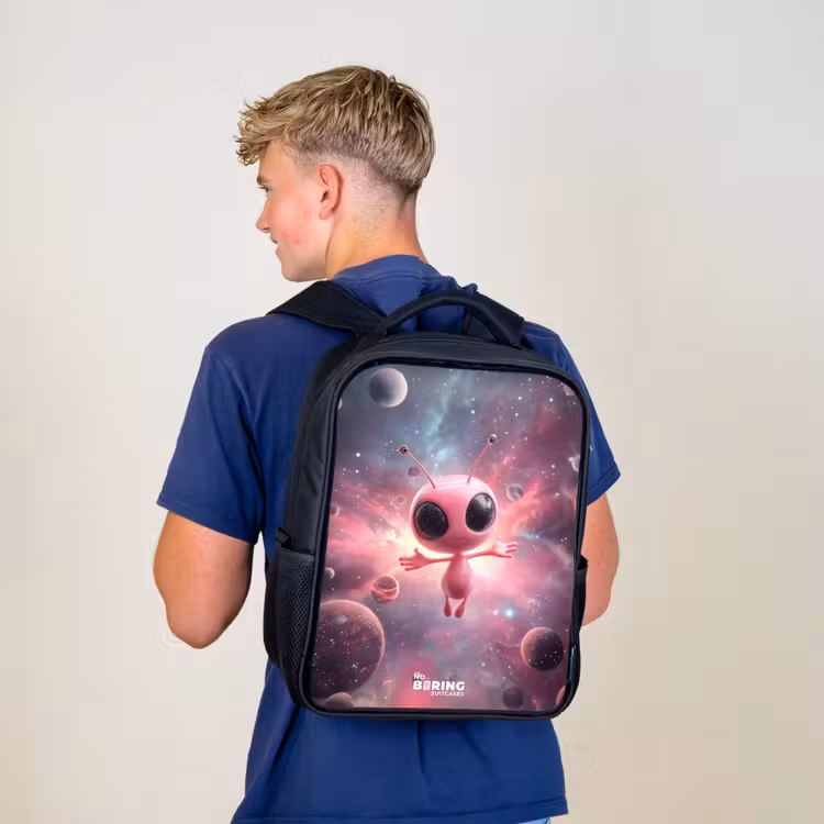Kinder rugzak - Roze Alien in Sterrennevel — 6