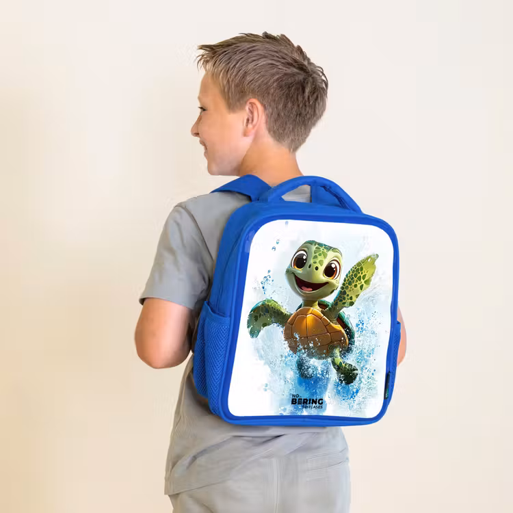 Rugzak kind met naam - Blauw Schildpad - Water - Groen — 3