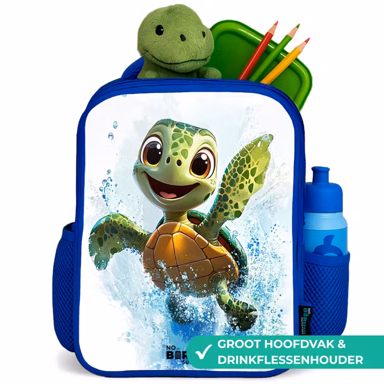 Rugzak kind met naam - Blauw Schildpad - Water - Groen — 6