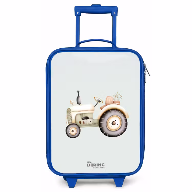 Kinderkoffer blauw - Beige vintage tractor in pastel groene kleuren — 1