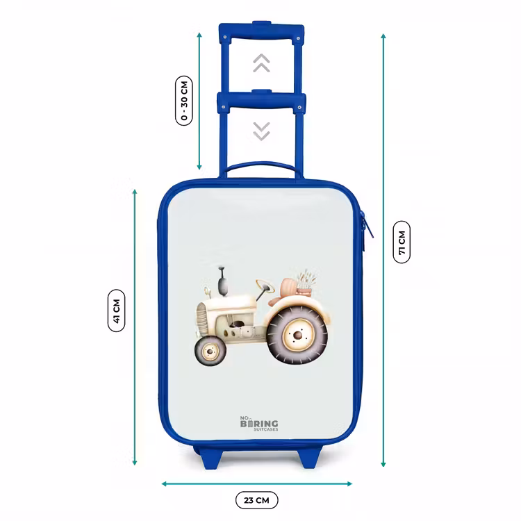 Kinderkoffer blauw - Beige vintage tractor in pastel groene kleuren — 6