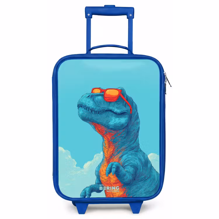 Kinderkoffer blauw - Dino met zonnebril — 1