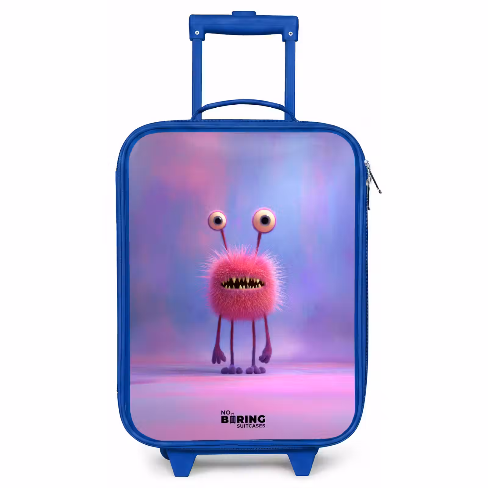 Kinderkoffer - Blauw - Roze harig monster met grote ogen — 1