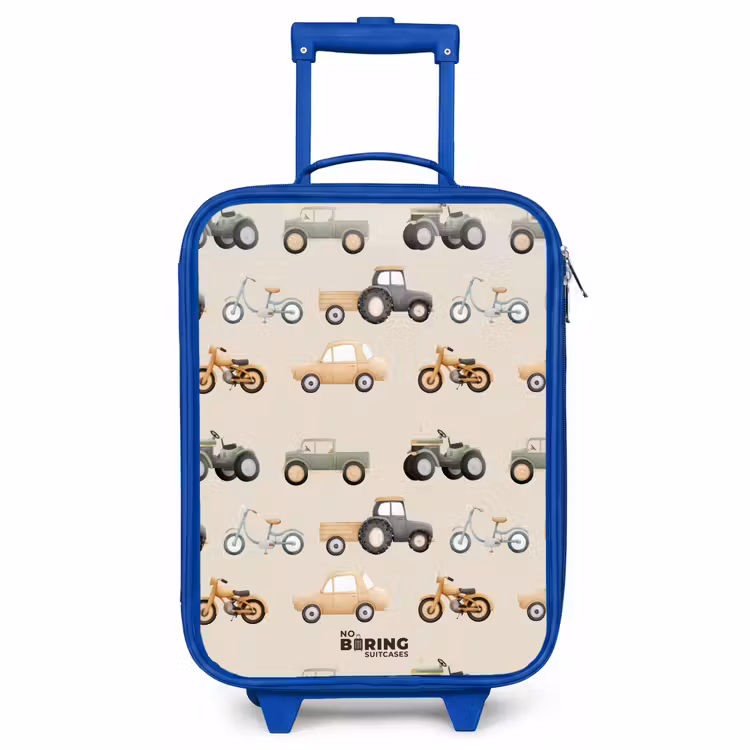 Kinderkoffer blauw - Retro voertuigen patroon — 1