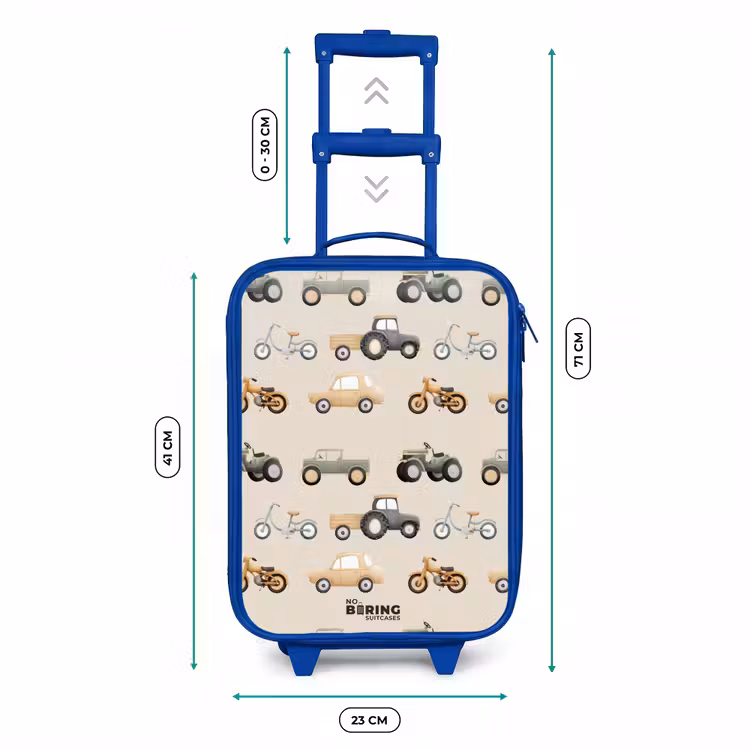 Kinderkoffer blauw - Retro voertuigen patroon — 6