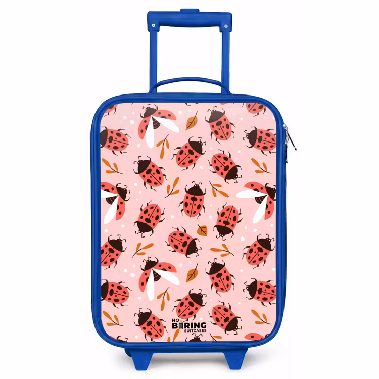 Kinderkoffer blauw - Rode lieveheersbeestjes op roze achtergrond — 1
