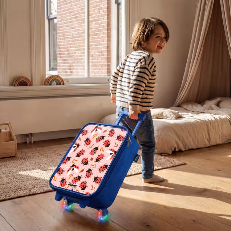 Kinderkoffer blauw - Rode lieveheersbeestjes op roze achtergrond — 3