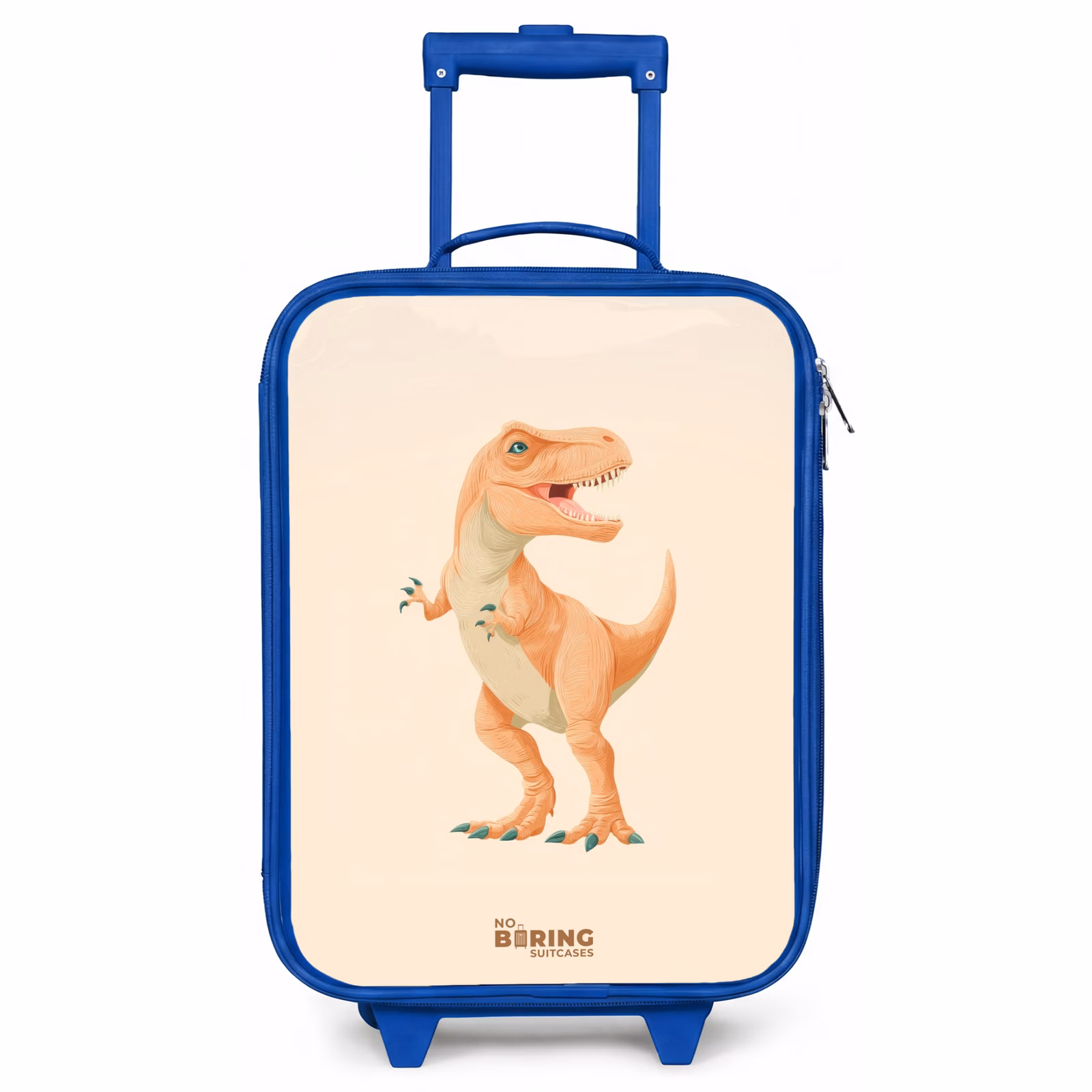 Kinderkoffer blauw - T-rex dino in oranje kleuren — 1
