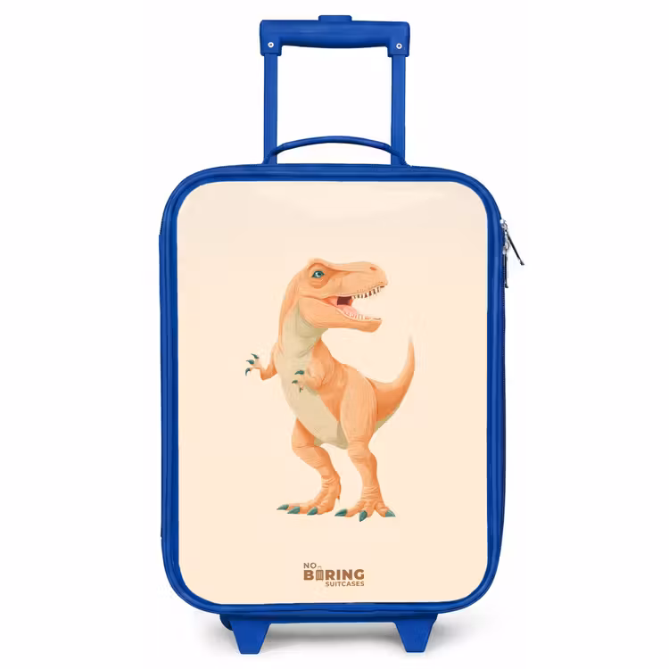 Kinderkoffer blauw - T-rex dino in oranje kleuren — 1