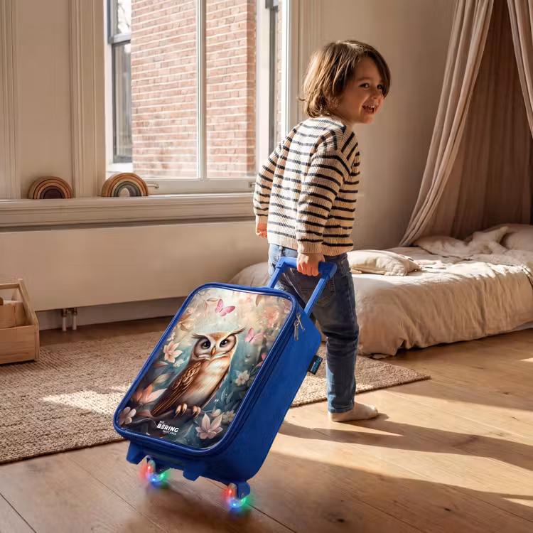 Kinderkoffer blauw - Uil met vlinders in mystiek bos — 3