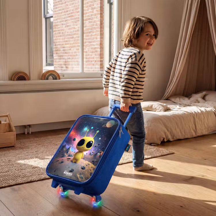 Kinderkoffer - Blauw - Vrolijk buitenaards wezentje — 3