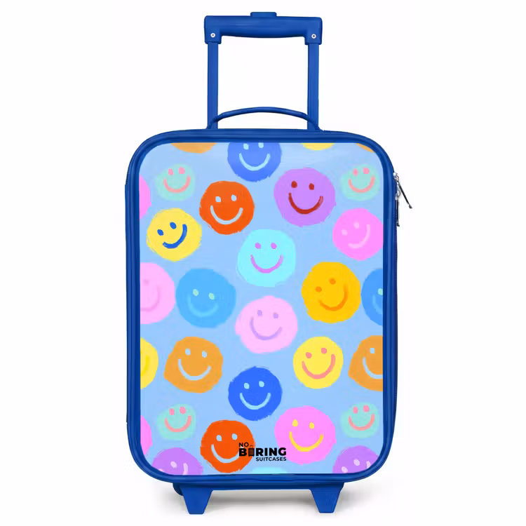 Kinderkoffer - Blauw - Vrolijk patroon van smileys — 1
