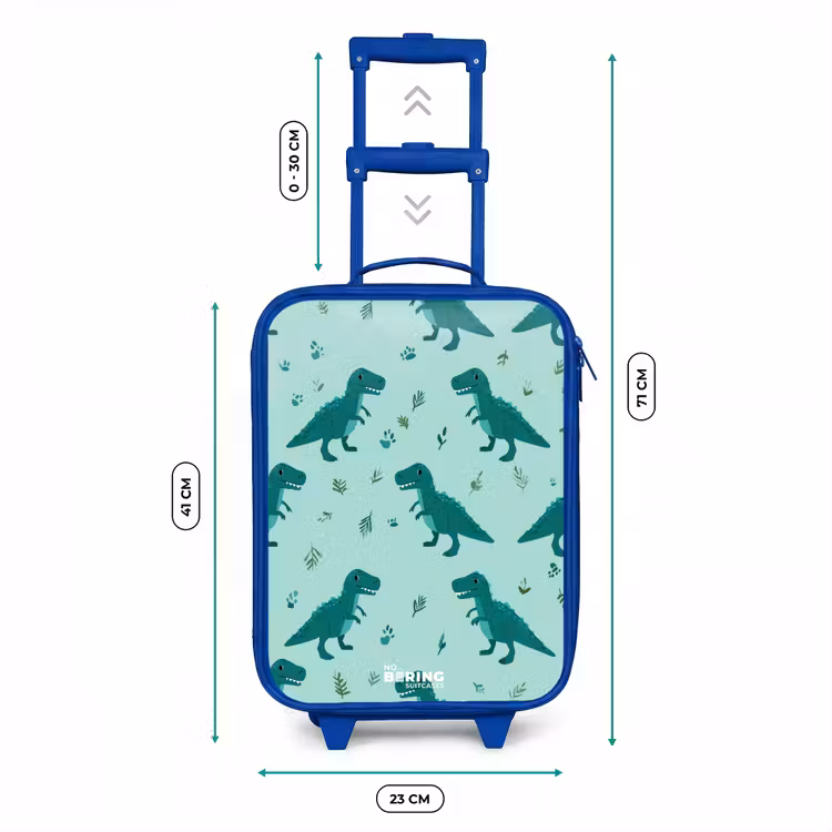 Kinderkoffer blauw - Vriendelijke T. rex tussen sporen — 6