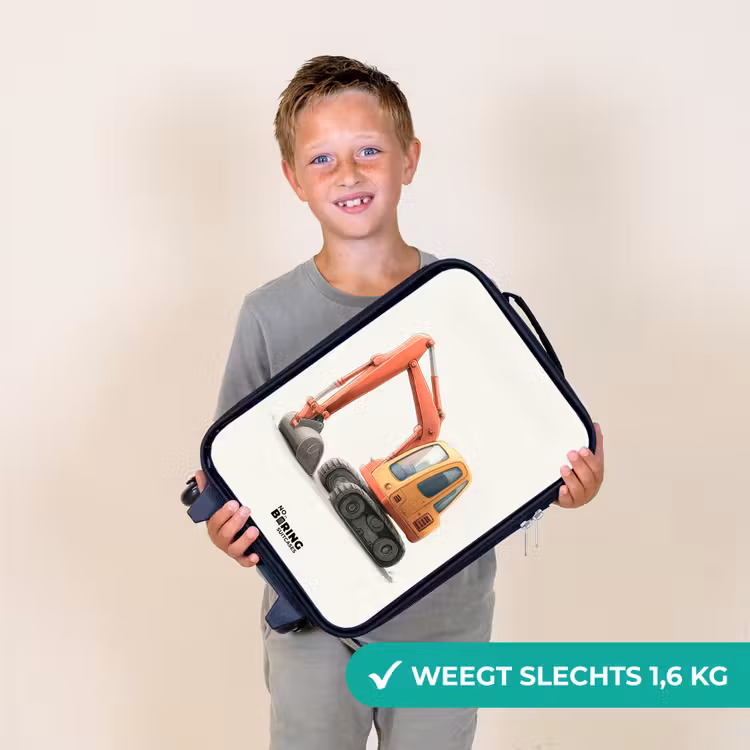 Kinderkoffer - Zwart - Graafmachine - Getekend - Oranje — 3
