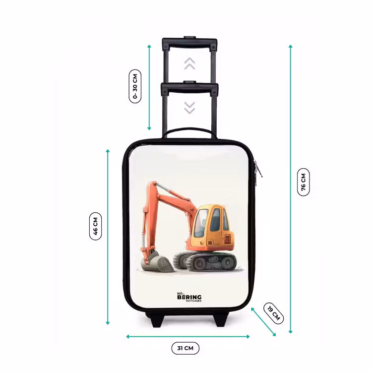 Kinderkoffer - Zwart - Graafmachine - Getekend - Oranje — 7