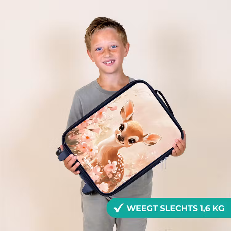 Kinderkoffer - Zwart - Hertje - Ogen - Stippen - Bloemen — 3