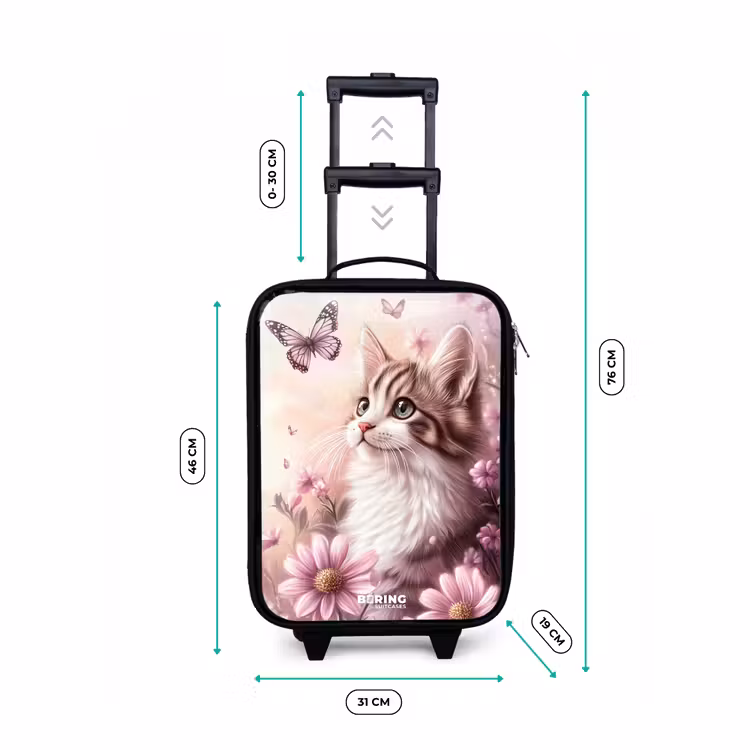 Kinderkoffer - Zwart - Kat - Paars - Vlinders - Bloemen — 7