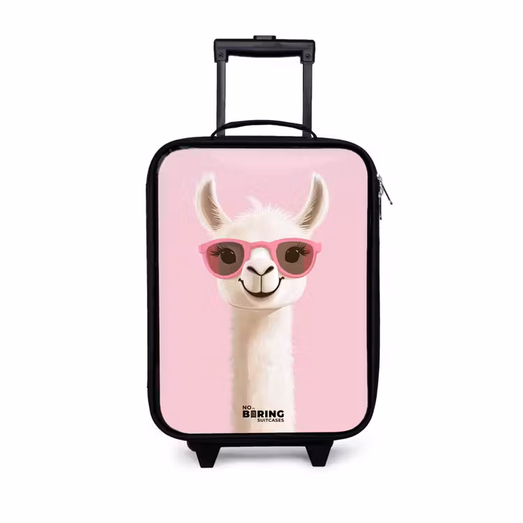 Kinderkoffer - Zwart - Lama - Wit - Zonnebril - Wimpers — 1