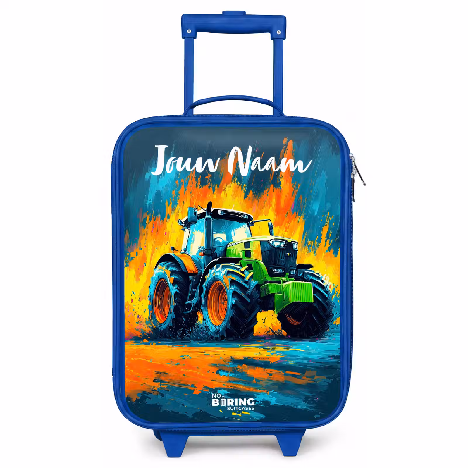 Kinderkoffer blauw met naam - Abstract - Tractor - Groen — 1