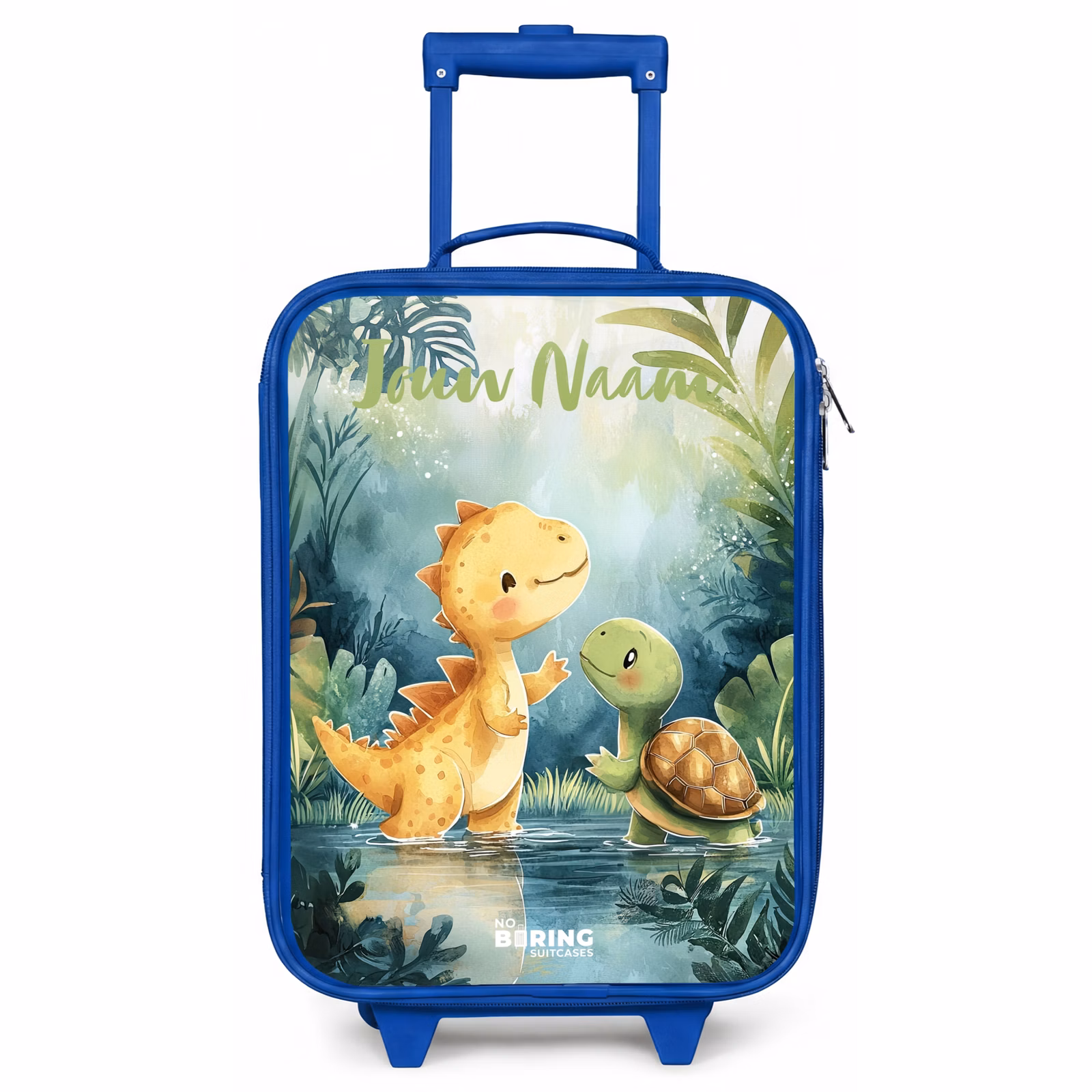 Kinderkoffer blauw met naam - Dino - Schildpad - Jungle — 1