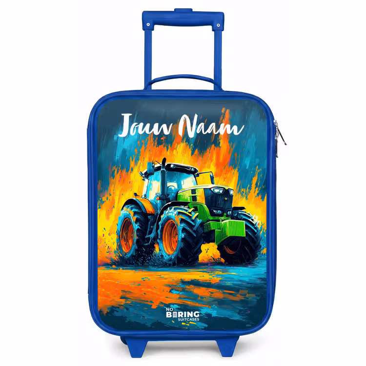 Kinderkoffer blauw met naam - Abstract - Tractor - Groen — 1
