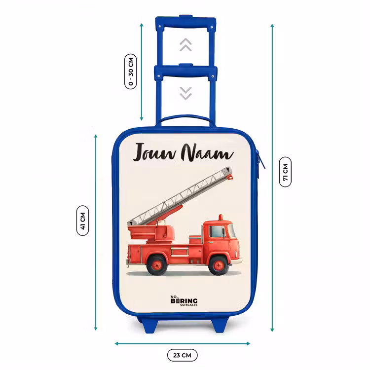 Kinderkoffer blauw met naam - Brandweerwagen - Getekend - Rood — 6