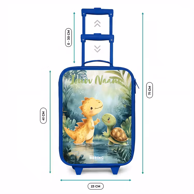 Kinderkoffer blauw met naam - Dino - Schildpad - Jungle — 6