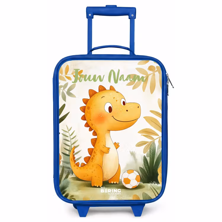 Kinderkoffer blauw met naam - Dino - Voetbal - Oranje — 1