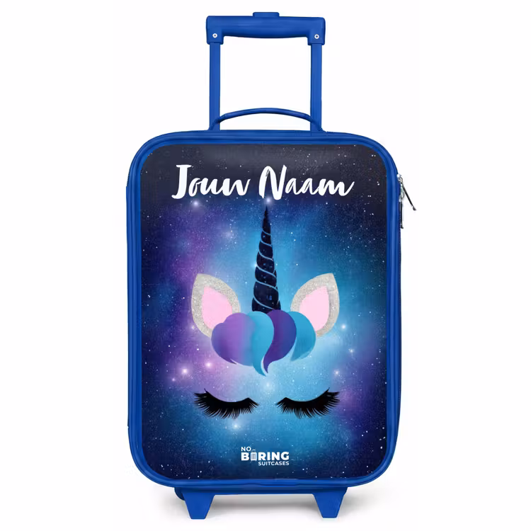 Kinderkoffer blauw met naam - Eenhoorn - Sterren - Blauw — 1
