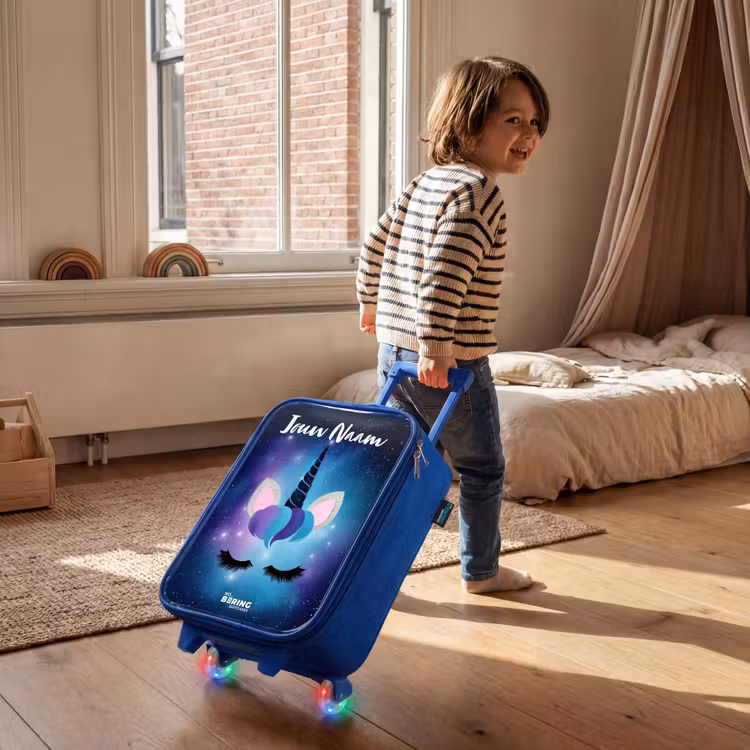 Kinderkoffer blauw met naam - Eenhoorn - Sterren - Blauw — 3