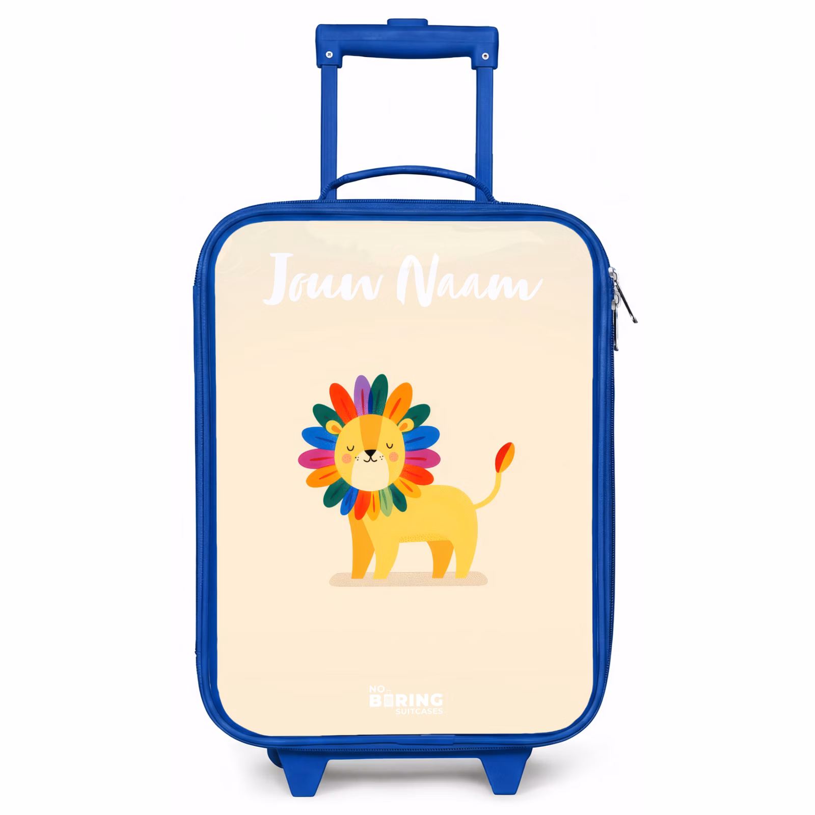 Kinderkoffer blauw met naam - Leeuw - Manen - Kleurrijk — 1