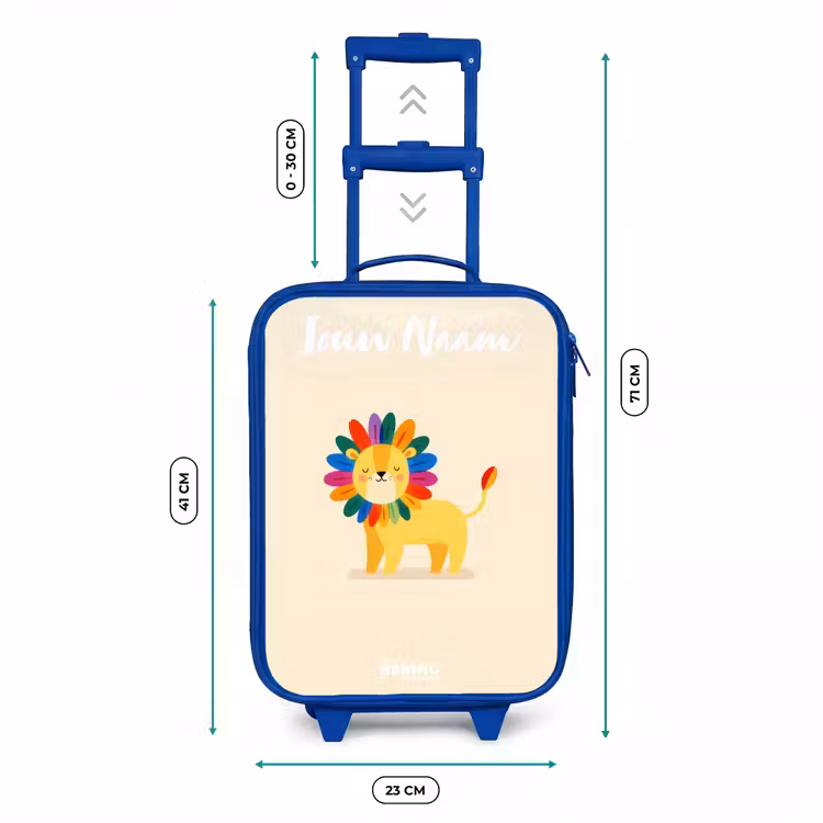 Kinderkoffer blauw met naam - Leeuw - Manen - Kleurrijk — 6