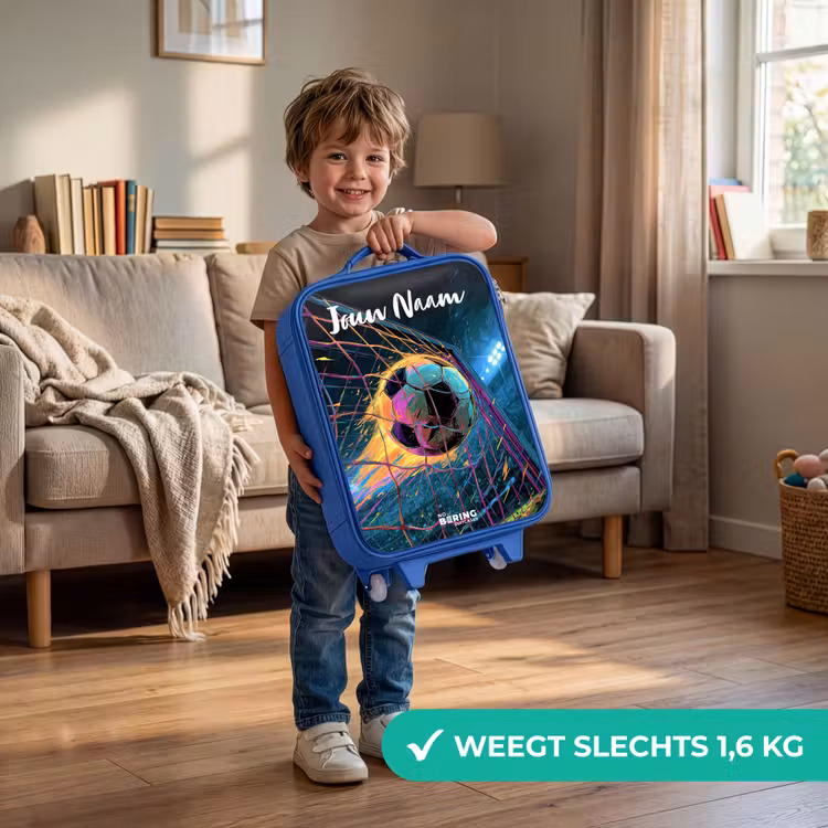 Kinderkoffer blauw met naam - Neon - Net - Voetbal - Kleurrijk — 2