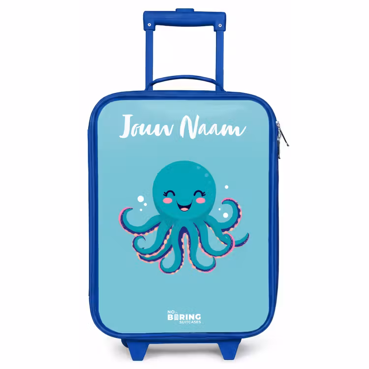 Kinderkoffer blauw met naam - Octopus - Water - Blauw — 1