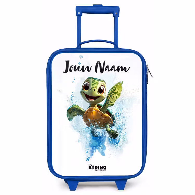 Kinderkoffer blauw met naam - Schildpad - Water - Groen — 1